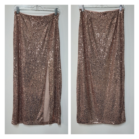 Free People Ariana Sequin Maxi Skirt in Pink Champagne - Picture 9 of 13